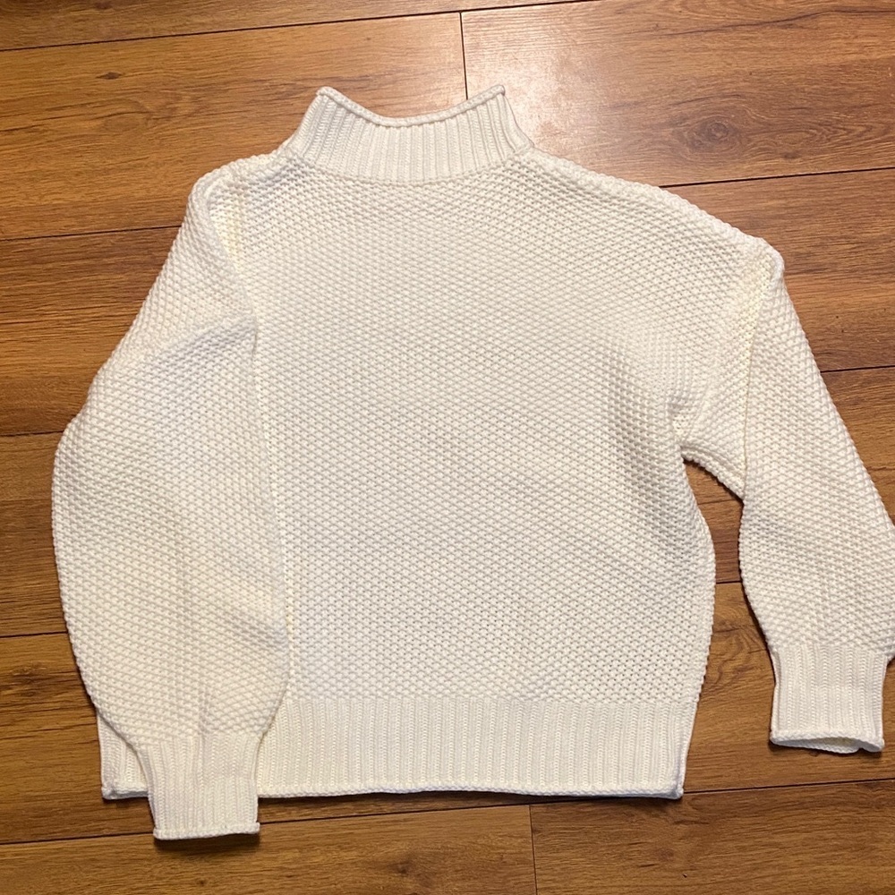 Chunky Ivory Mock Turtleneck Sweater Size XL